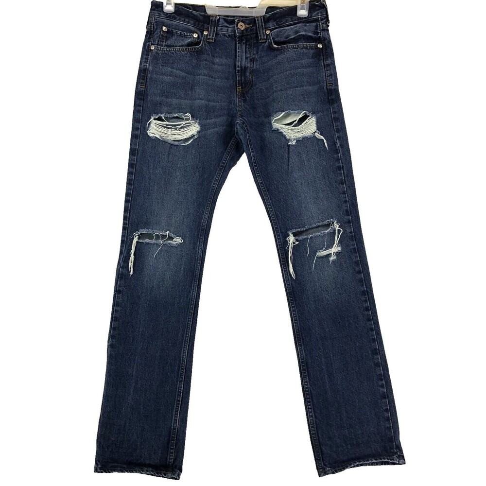 Bullhead Jeans Mens Size 32x34 Dark Wash Distressed Destroyed Grunge Goth Rock